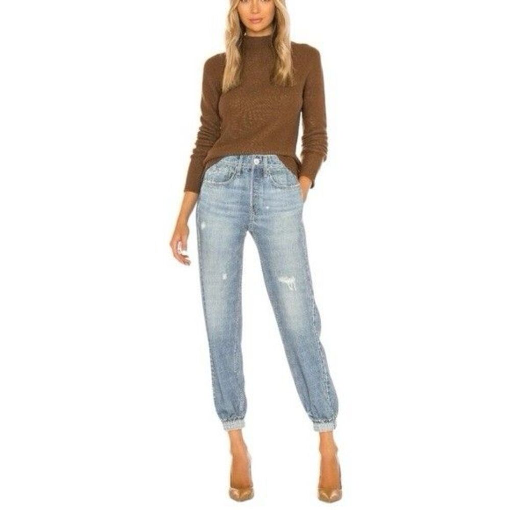 Rag Bone Pants Womens Large L Miramar Mid Rise Denim Knit Jogger Comfort Casual
